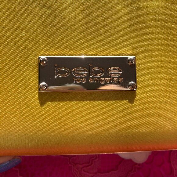 BEBE Daisy Satin Yellow Sequin Beaded Clutch - Picture 8 of 8